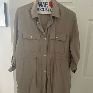 Zara Khaki Taupe Button Blouse Women’s Small